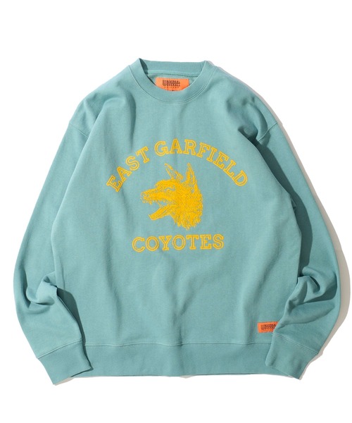 UNIVERSAL OVERALL（ユニバーサルオーバーオール）の「【UNIVERSAL OVERALL】CVC FLEECE GRAPHIC PRINT SWEAT PULLOVER / CVC裏毛 グラフィックプリント スウェットプルオーバー（スウェット・メンズ・ブラック/グレー/ミント・SMALL/MEDIUM/LARGE/X-LARGE）」の8枚目の写真