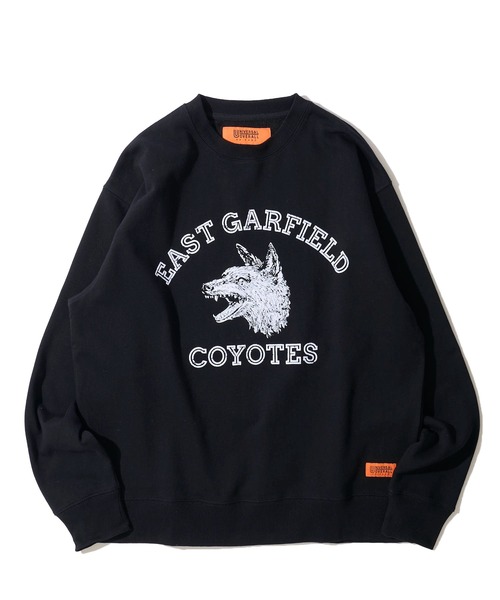 UNIVERSAL OVERALL（ユニバーサルオーバーオール）の「【UNIVERSAL OVERALL】CVC FLEECE GRAPHIC PRINT SWEAT PULLOVER / CVC裏毛 グラフィックプリント スウェットプルオーバー（スウェット・メンズ・ブラック/グレー/ミント・SMALL/MEDIUM/LARGE/X-LARGE）」の4枚目の写真