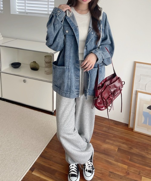 A.D.C.L.（エーディーシーエル）の「フード付き オーバーサイズ ビックシルエット デニムジャケット（Gジャン）（デニムジャケット・レディース・ブルー/ネイビー・M/L）」の17枚目の写真