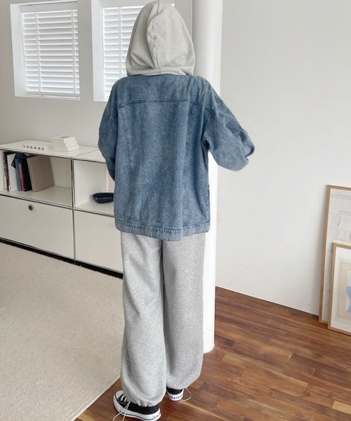 A.D.C.L.（エーディーシーエル）の「フード付き オーバーサイズ ビックシルエット デニムジャケット（Gジャン）（デニムジャケット・レディース・ブルー/ネイビー・M/L）」の18枚目の写真