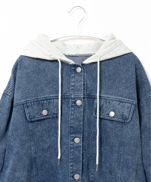 A.D.C.L.(エーディーシーエル)の「フード付き オーバーサイズ ビックシルエット デニムジャケット(Gジャン)(デニムジャケット・レディース・ブルー/ネイビー・M/L)」の17枚目の写真