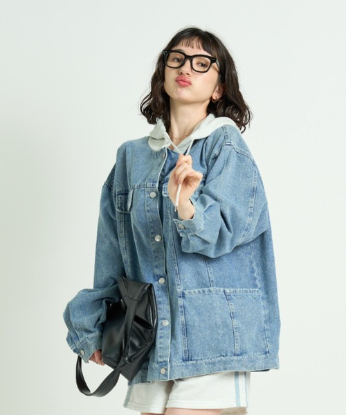 セール】フード付き オーバーサイズ ビックシルエット デニム