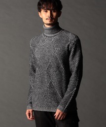 NICOLE CLUB FOR MEN | ビッグバスケットジャカード タートルネックニット(Tシャツ/カットソー)