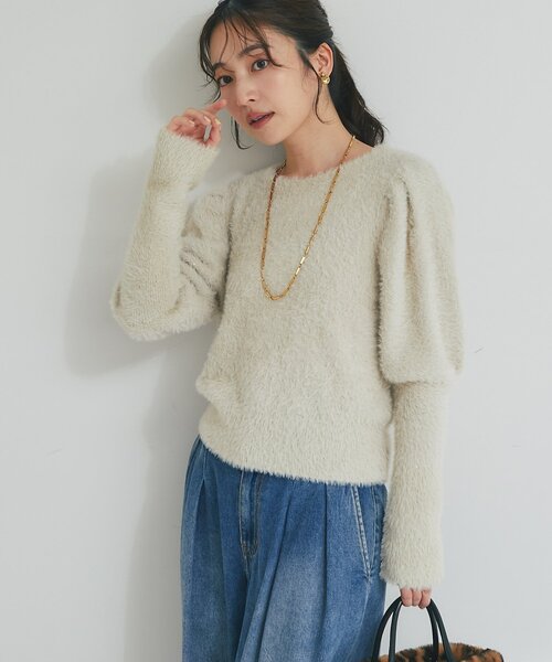 La boutique BonBon（ラブティックボンボン）の「【最強モテニット】お花スパンコールラメフェザーニット（ニット/セーター・レディース・グレイッシュベージュ/ピンク/オフホワイト・FREE）」の14枚目の写真