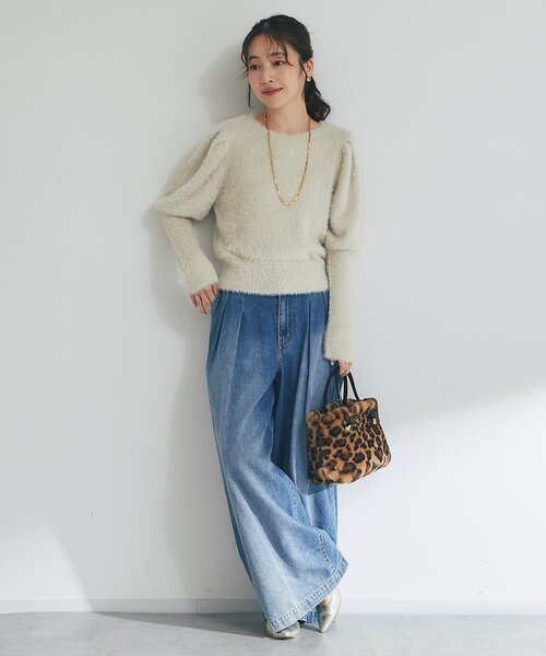 La boutique BonBon（ラブティックボンボン）の「【最強モテニット】お花スパンコールラメフェザーニット（ニット/セーター・レディース・グレイッシュベージュ/ピンク/オフホワイト・FREE）」の21枚目の写真