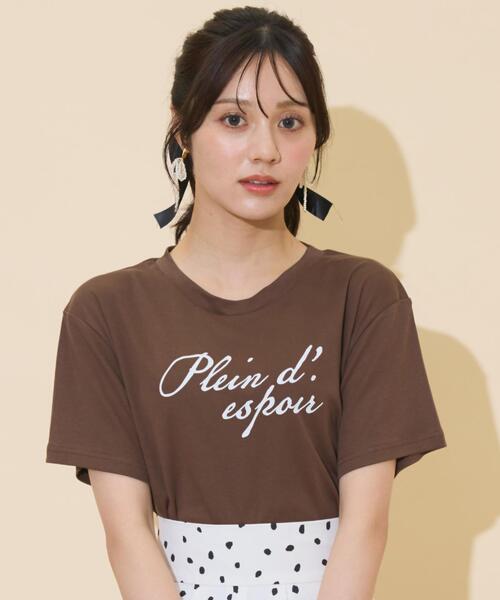 WILLSELECTION(ウィルセレクション)の「ドロップショルダーロゴTシャツ(Tシャツ/カットソー・レディース・オフホワイト/ダークブラウン/ボルドー・FREE)」の2枚目の写真