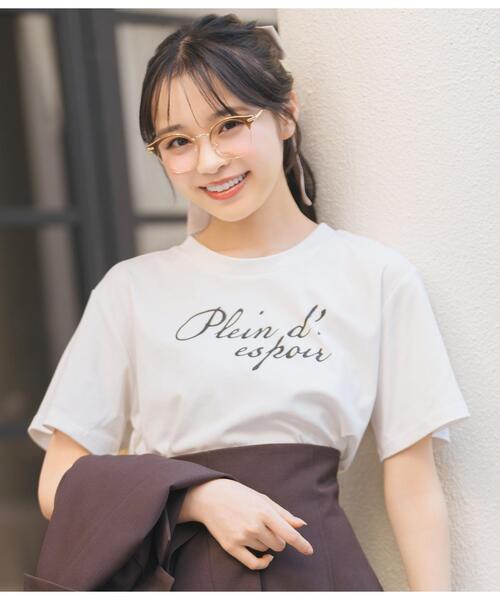 WILLSELECTION(ウィルセレクション)の「ドロップショルダーロゴTシャツ(Tシャツ/カットソー・レディース・オフホワイト/ダークブラウン/ボルドー・FREE)」の1枚目の写真