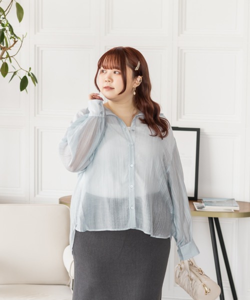 CLETTE(クレット)の「CLETTEオリジナルシアーシャツ(シャツ/ブラウス・レディース・チャコールグレー/グレー/ブルー/オフホワイト・4L/3L/LL)」の20枚目の写真