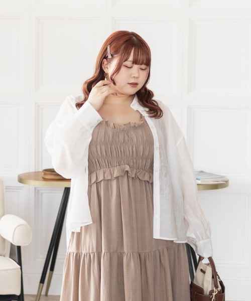 CLETTE(クレット)の「CLETTEオリジナルシアーシャツ(シャツ/ブラウス・レディース・チャコールグレー/グレー/ブルー/オフホワイト・4L/3L/LL)」の8枚目の写真