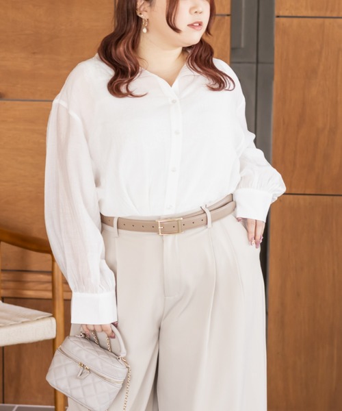 CLETTE(クレット)の「CLETTEオリジナルシアーシャツ(シャツ/ブラウス・レディース・チャコールグレー/グレー/ブルー/オフホワイト・4L/3L/LL)」の5枚目の写真