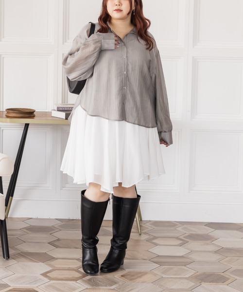 CLETTE(クレット)の「CLETTEオリジナルシアーシャツ(シャツ/ブラウス・レディース・チャコールグレー/グレー/ブルー/オフホワイト・4L/3L/LL)」の17枚目の写真