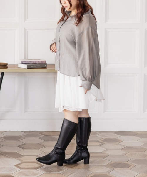 CLETTE(クレット)の「CLETTEオリジナルシアーシャツ(シャツ/ブラウス・レディース・チャコールグレー/グレー/ブルー/オフホワイト・4L/3L/LL)」の19枚目の写真