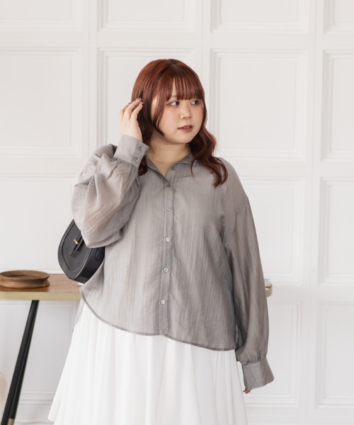 CLETTE(クレット)の「CLETTEオリジナルシアーシャツ(シャツ/ブラウス・レディース・チャコールグレー/グレー/ブルー/オフホワイト・4L/3L/LL)」の16枚目の写真