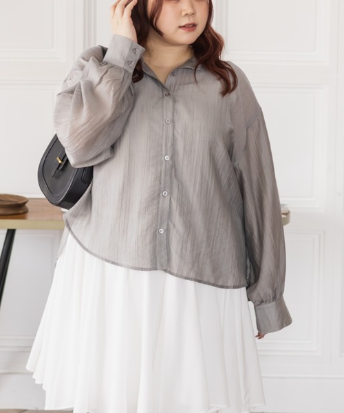 CLETTE(クレット)の「CLETTEオリジナルシアーシャツ(シャツ/ブラウス・レディース・チャコールグレー/グレー/ブルー/オフホワイト・4L/3L/LL)」の15枚目の写真
