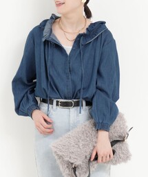 MICO COULIER | ライトデニムフリルブラウス(シャツ/ブラウス)