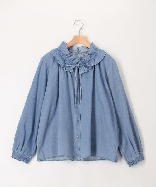 MICO COULIER（ミコクリエ）の「ライトデニムフリルブラウス（シャツ/ブラウス・レディース・ブルー/サックスブルー・38）」の17枚目の写真