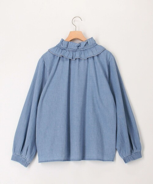 MICO COULIER（ミコクリエ）の「ライトデニムフリルブラウス（シャツ/ブラウス・レディース・ブルー/サックスブルー・38）」の22枚目の写真