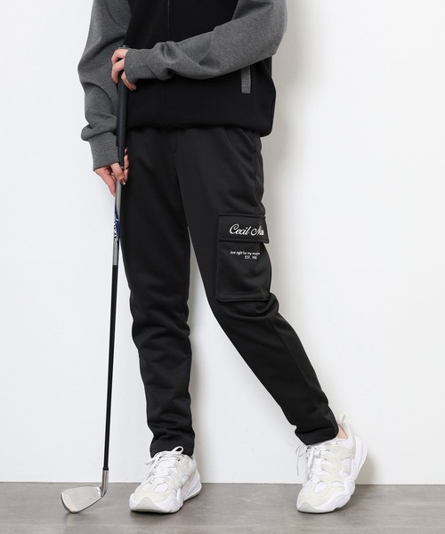 CECIL McBEE(セシルマクビー)の「MESSAGE CARGO PANTS ロゴ刺繍 テーパードカーゴパンツ(その他パンツ・レディース・ブラック・1(S)/2(M))」の2枚目の写真