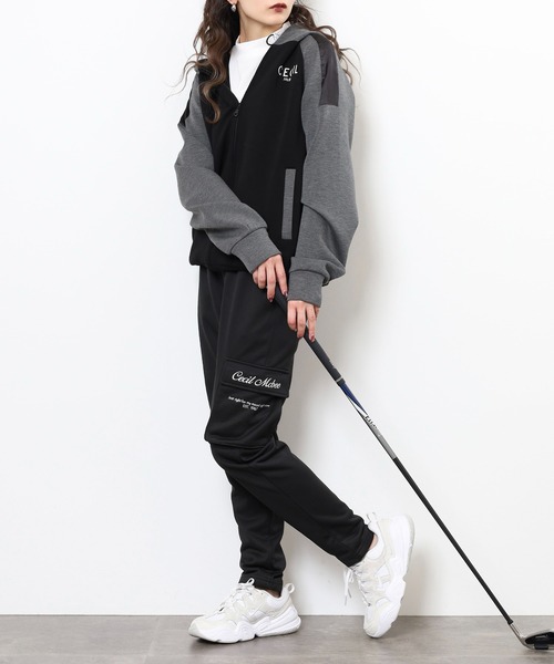 CECIL McBEE(セシルマクビー)の「MESSAGE CARGO PANTS ロゴ刺繍 テーパードカーゴパンツ(その他パンツ・レディース・ブラック・1(S)/2(M))」の5枚目の写真