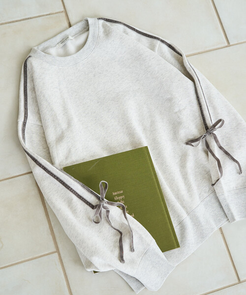 FREAK'S STORE（フリークスストア）の「限定展開　ベロア リボン ライン 裏起毛 スウェット プルオーバー（スウェット・レディース・スミクロ/ネイビー/ライトグレー/ブラウン・ﾌﾘ-）」の13枚目の写真