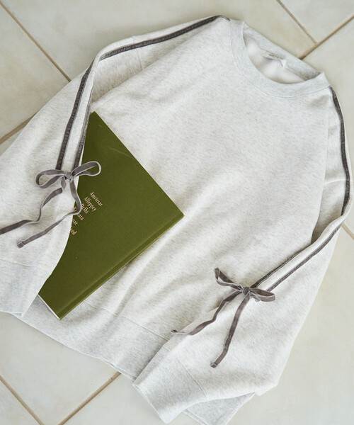 FREAK'S STORE（フリークスストア）の「限定展開　ベロア リボン ライン 裏起毛 スウェット プルオーバー（スウェット・レディース・スミクロ/ネイビー/ライトグレー/ブラウン・ﾌﾘ-）」の14枚目の写真