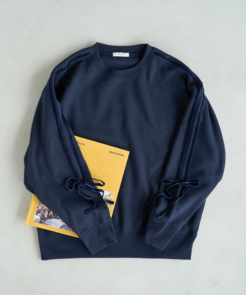 FREAK'S STORE（フリークスストア）の「限定展開　ベロア リボン ライン 裏起毛 スウェット プルオーバー（スウェット・レディース・スミクロ/ネイビー/ライトグレー/ブラウン・ﾌﾘ-）」の16枚目の写真