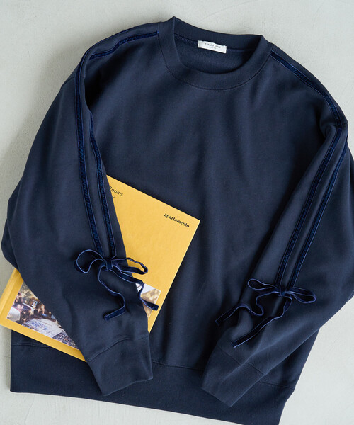 FREAK'S STORE（フリークスストア）の「限定展開　ベロア リボン ライン 裏起毛 スウェット プルオーバー（スウェット・レディース・スミクロ/ネイビー/ライトグレー/ブラウン・ﾌﾘ-）」の17枚目の写真