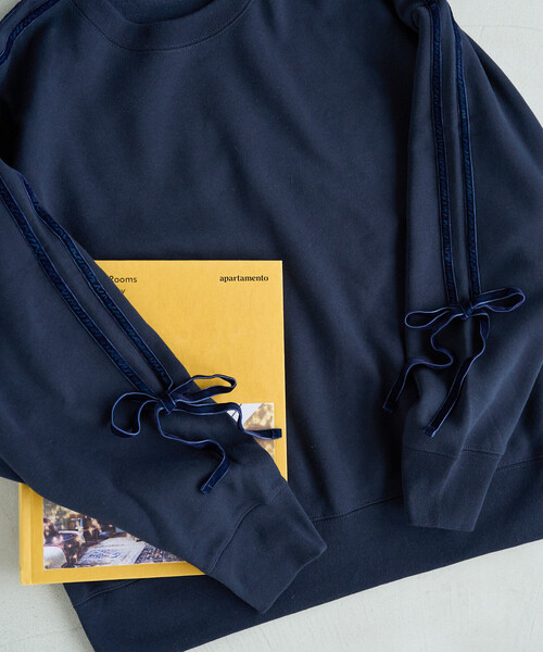 FREAK'S STORE（フリークスストア）の「限定展開　ベロア リボン ライン 裏起毛 スウェット プルオーバー（スウェット・レディース・スミクロ/ネイビー/ライトグレー/ブラウン・ﾌﾘ-）」の18枚目の写真