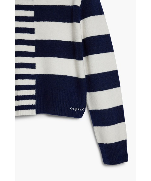 マルチストライプクルーネックセーター ボーダー（ニット