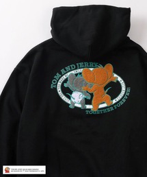 Tom＆Jerry（トムアンドジェリー）の「【72】【TOM＆JERRY/トムとジェリー】ジェリー＆タフィー サガラ刺繍 裏起毛 プルパーカー（パーカー・レディース）」