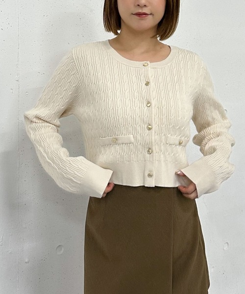 archives（アルシーヴ）の「細ケーブルニットカーディガン（カーディガン/ボレロ・レディース・ブラウン/グリーン/ワインレッド/アイボリー/グレー・MEDIUM）」の2枚目の写真
