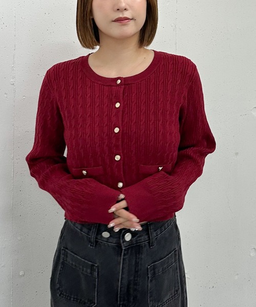 archives（アルシーヴ）の「細ケーブルニットカーディガン（カーディガン/ボレロ・レディース・ブラウン/グリーン/ワインレッド/アイボリー/グレー・MEDIUM）」の6枚目の写真