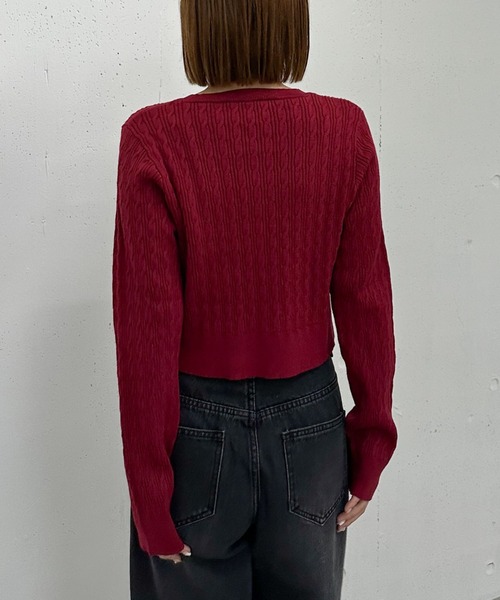 archives（アルシーヴ）の「細ケーブルニットカーディガン（カーディガン/ボレロ・レディース・ブラウン/グリーン/ワインレッド/アイボリー/グレー・MEDIUM）」の9枚目の写真