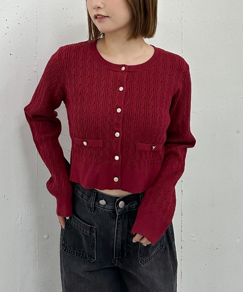 archives（アルシーヴ）の「細ケーブルニットカーディガン（カーディガン/ボレロ・レディース・ブラウン/グリーン/ワインレッド/アイボリー/グレー・MEDIUM）」の7枚目の写真