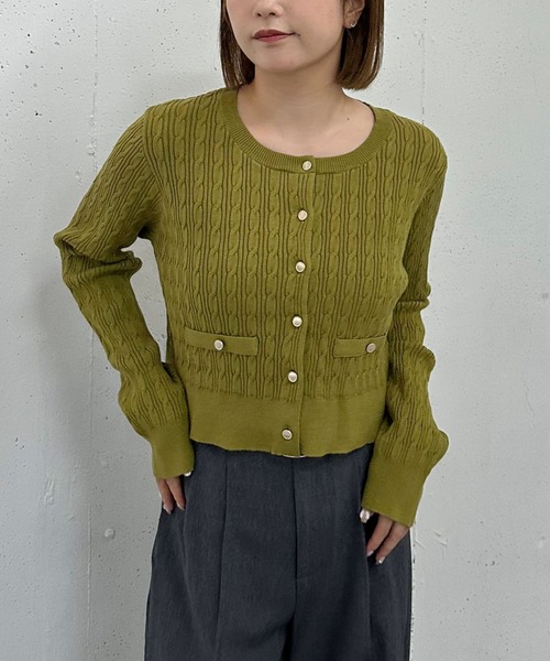 archives（アルシーヴ）の「細ケーブルニットカーディガン（カーディガン/ボレロ・レディース・ブラウン/グリーン/ワインレッド/アイボリー/グレー・MEDIUM）」の14枚目の写真