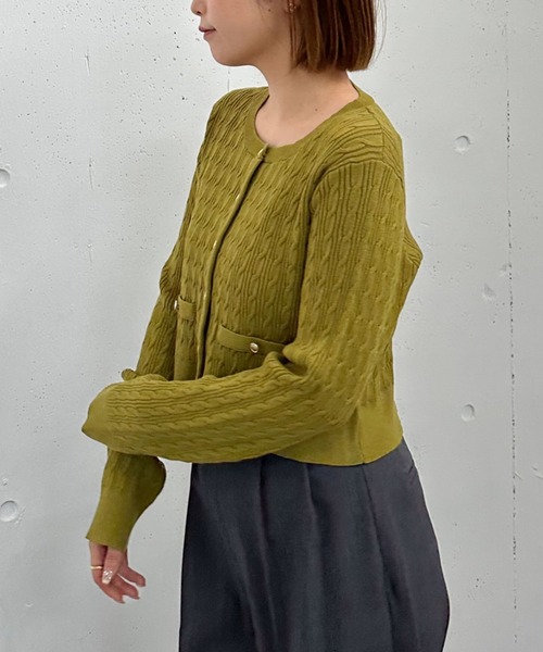 archives（アルシーヴ）の「細ケーブルニットカーディガン（カーディガン/ボレロ・レディース・ブラウン/グリーン/ワインレッド/アイボリー/グレー・MEDIUM）」の17枚目の写真