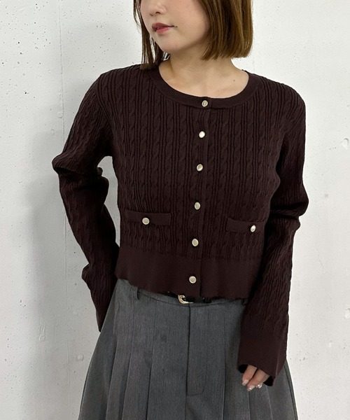 archives（アルシーヴ）の「細ケーブルニットカーディガン（カーディガン/ボレロ・レディース・ブラウン/グリーン/ワインレッド/アイボリー/グレー・MEDIUM）」の22枚目の写真