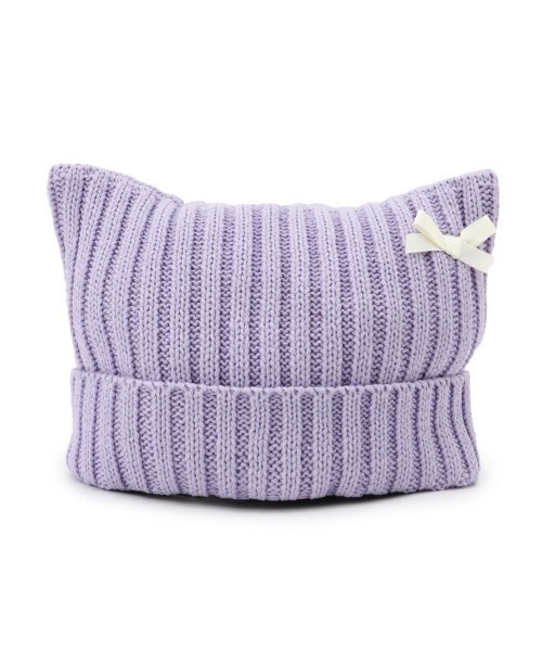 SHOO・LA・RUE（シューラルー）の「ネコ耳ワッチ（ニットキャップ/ビーニー・キッズ・ブラック/ライトパープル/ピンク系・99）」の2枚目の写真