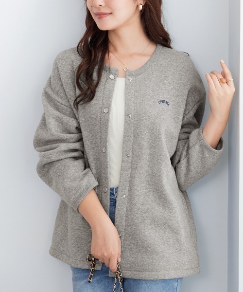 alotta（アロッタ）の「あったか裏起毛ドットボタンカーデ（カーディガン/ボレロ・レディース・ブラック/杢グレー・LL/L/M）」の5枚目の写真