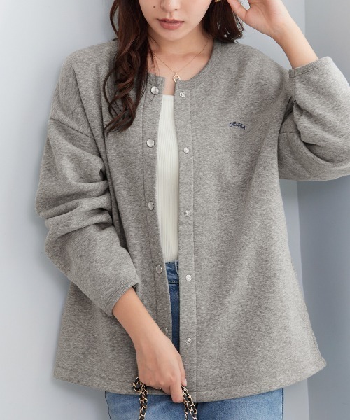alotta（アロッタ）の「あったか裏起毛ドットボタンカーデ（カーディガン/ボレロ・レディース・ブラック/杢グレー・LL/L/M）」の6枚目の写真