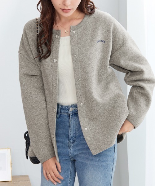alotta（アロッタ）の「あったか裏起毛ドットボタンカーデ（カーディガン/ボレロ・レディース・ブラック/杢グレー・LL/L/M）」の3枚目の写真