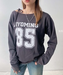 AS KNOW AS plus | ♪2WAY リボン ロゴスウェットプルオーバー（ボートネック・ワンショルダー）(スウェット)