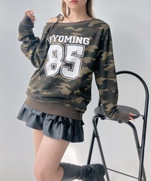 AS KNOW AS plus | ♪2WAY リボン ロゴスウェットプルオーバー（ボートネック・ワンショルダー）(スウェット)