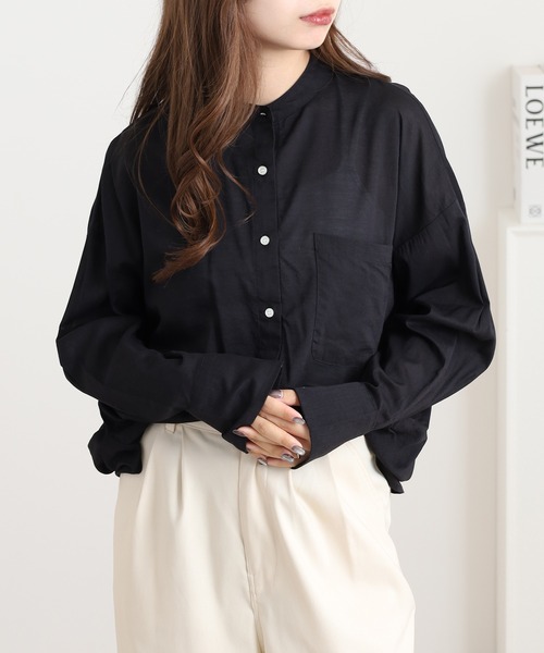 OMNES(オムネス)の「綿レーヨン後ろタックコクーンシャツ(シャツ/ブラウス・レディース・ホワイト/ブラック/ピンク・FREE)」の2枚目の写真