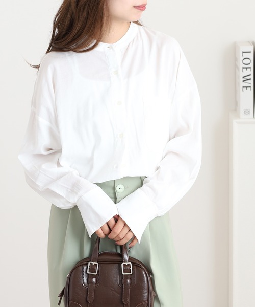 OMNES(オムネス)の「綿レーヨン後ろタックコクーンシャツ(シャツ/ブラウス・レディース・ホワイト/ブラック/ピンク・FREE)」の4枚目の写真