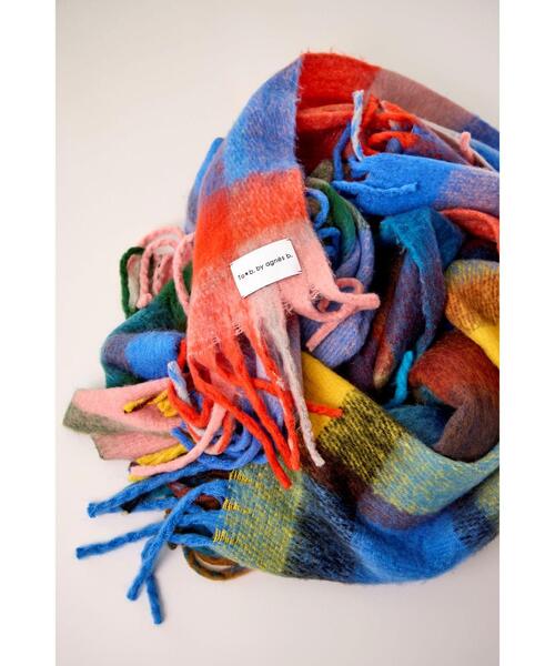 To b. by agnes b.（トゥービーバイアニエスベー）の「ブロックチェック マフラー（マフラー・レディース・イエロー・FREE）」の6枚目の写真