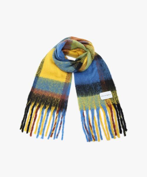 To b. by agnes b.（トゥービーバイアニエスベー）の「ブロックチェック マフラー（マフラー・レディース・イエロー・FREE）」の7枚目の写真