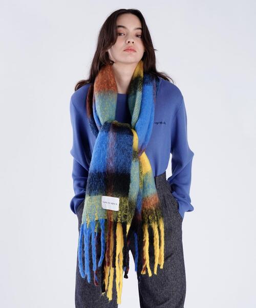 To b. by agnes b.（トゥービーバイアニエスベー）の「ブロックチェック マフラー（マフラー・レディース・イエロー・FREE）」の8枚目の写真