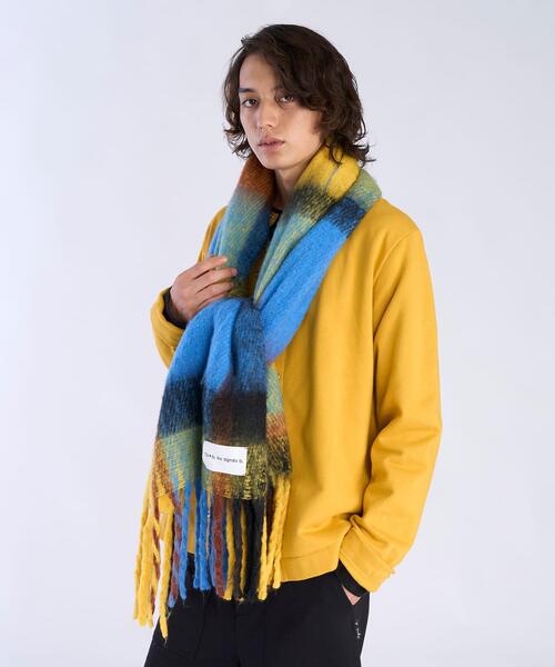 To b. by agnes b.（トゥービーバイアニエスベー）の「ブロックチェック マフラー（マフラー・レディース・イエロー・FREE）」の9枚目の写真