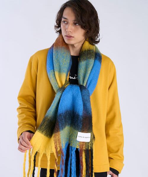 To b. by agnes b.（トゥービーバイアニエスベー）の「ブロックチェック マフラー（マフラー・レディース・イエロー・FREE）」の10枚目の写真